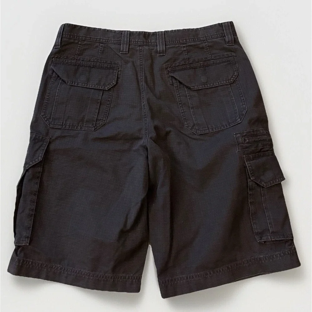 Eddie Bauer Men's 33 Rip Stop Canvas Cargo Hiking Shorts Multi-Pocket Brown
